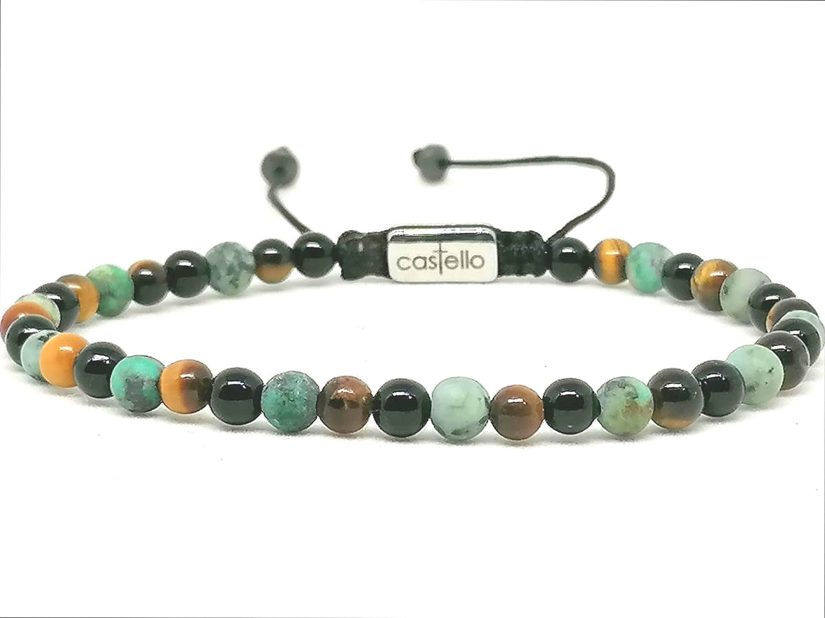Onyx, African Turquoise & Tiger's Eye Bracelet, 4mm, view 2 | Castello Jewels