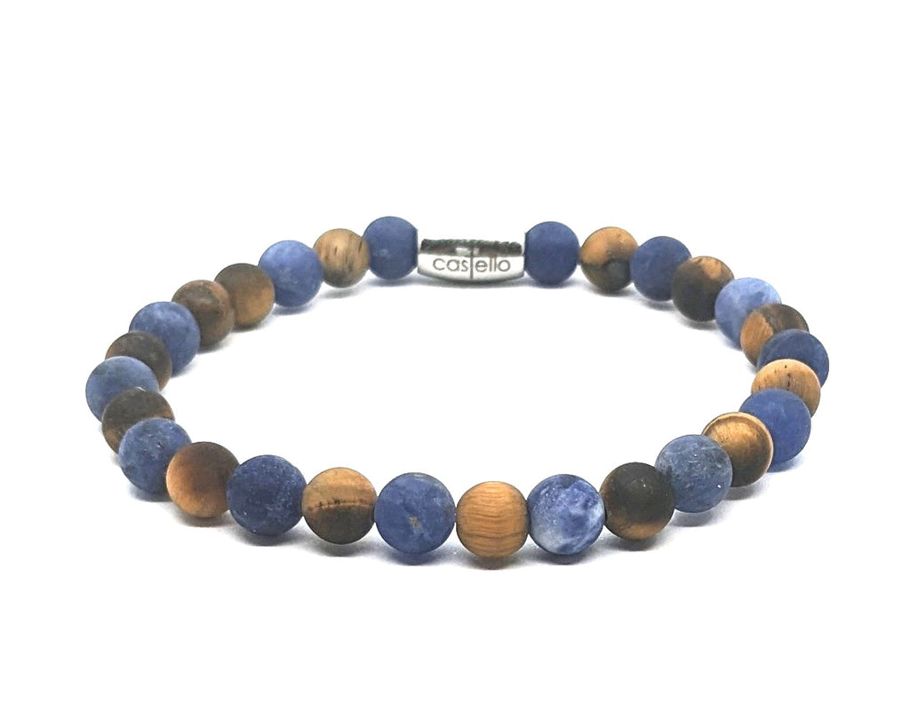 Hand Made Bracelet Sodalite, Tiger's eye Mat, stone 6mm — view 2 | Castello Jewels