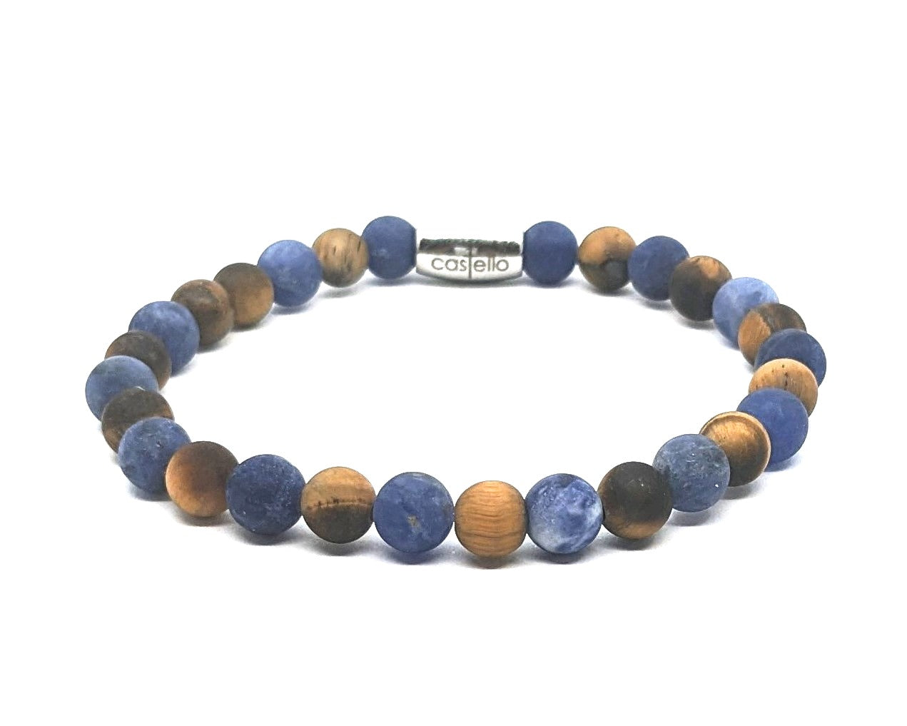 Hand Made Bracelet Sodalite, Tiger's eye Mat, stone 6mm — view 2 | Castello Jewels