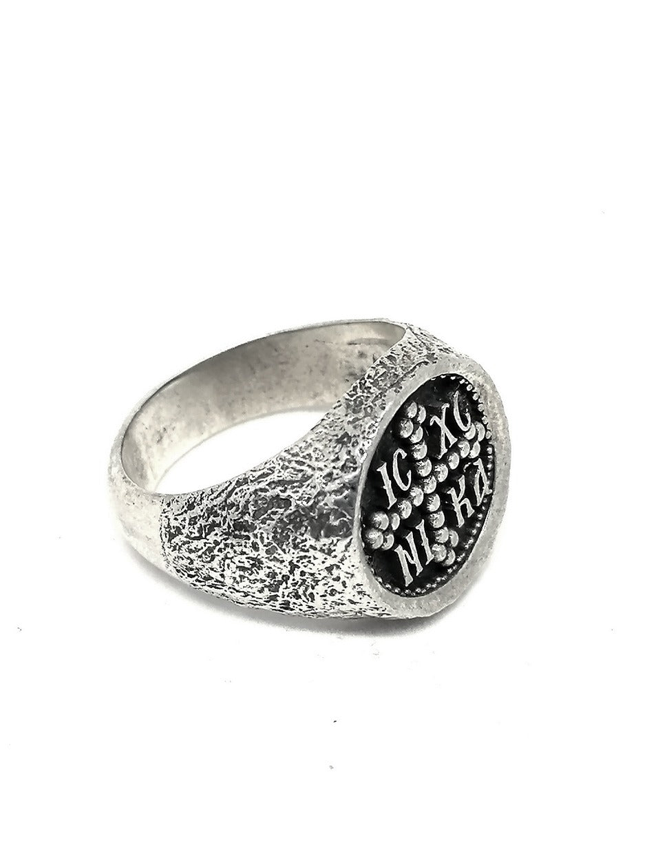 Mens Silver Ring Jesus Win — view 2 | Castello Jewels