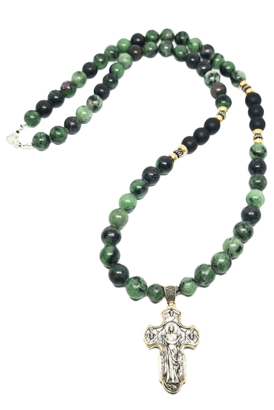 Ruby Zoisite Statement Cross Necklace, 10mm | Castello Jewels