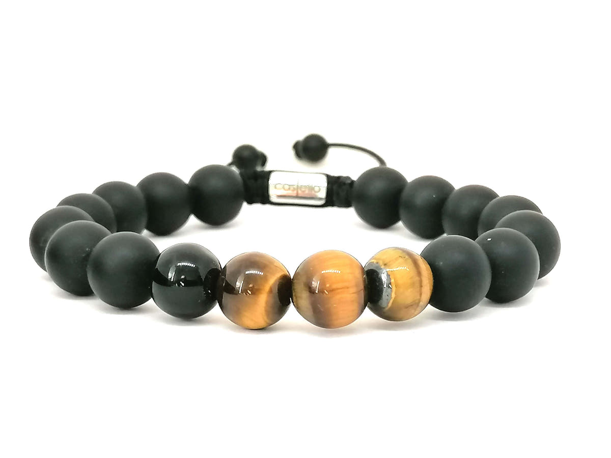 Tiger's Eye & Onyx Men's Bracelet, 10mm | Castello Jewels