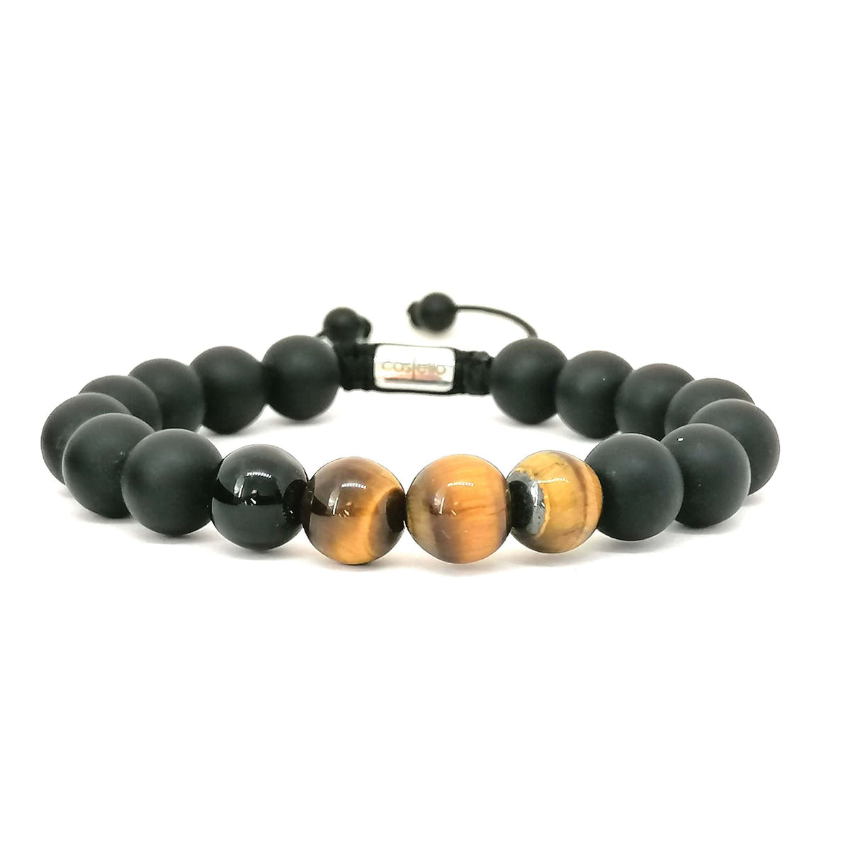 Tiger's Eye & Onyx Men's Bracelet, 10mm | Castello Jewels