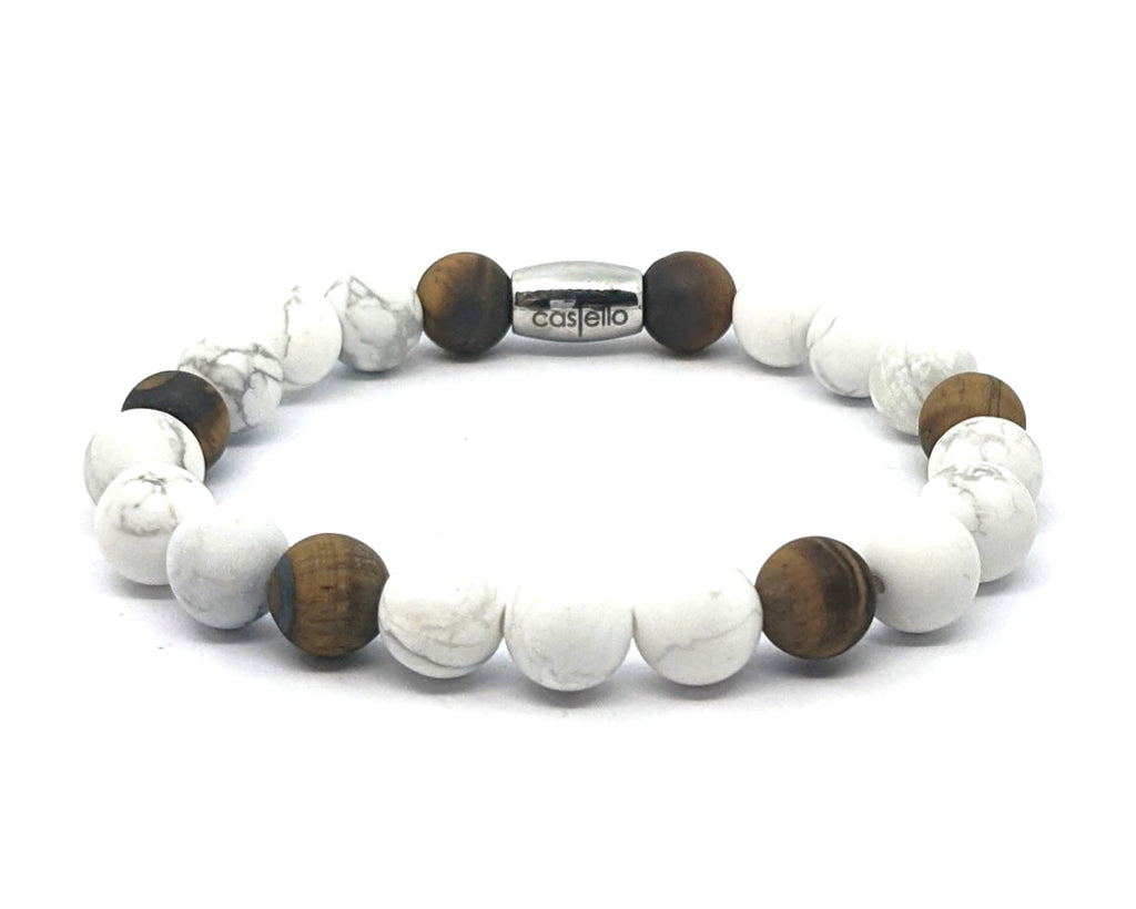 Gemstone Bracelet Howlite-Tiger's eye, stone 8mm — view 2 | Castello Jewels