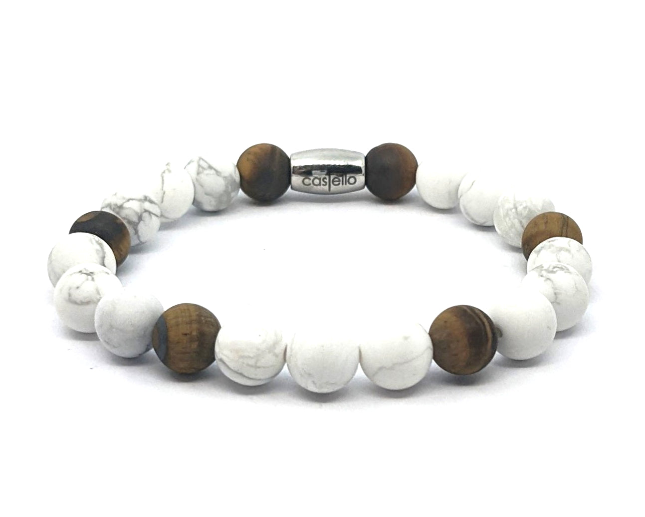 Gemstone Bracelet Howlite-Tiger's eye, stone 8mm — view 2 | Castello Jewels