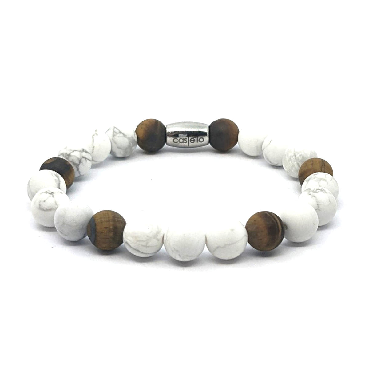 Howlite & Tiger's Eye Stacking Bracelet, 8mm, view 2 | Castello Jewels