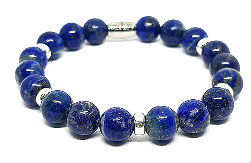 Aegean Silver 925 Bracelet, Lapis Lazuli Stone 10mm | Castello Jewels