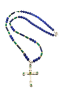 Hand Made Silver 925 Cross With Lapis and malachite stone 6mm | Castello Jewels
