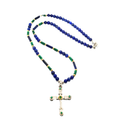 Lapis Lazuli & Malachite Cross Necklace, 6mm | Castello Jewels