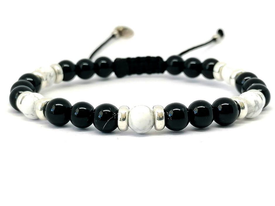 Classic Polished Onyx & Howlite, Timeless Everyday Wear, 4mm | Castello Jewels