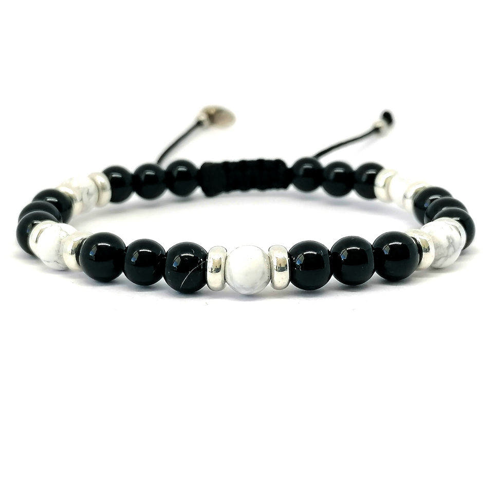Classic Polished Onyx & Howlite, Timeless Everyday Wear, 4mm | Castello Jewels
