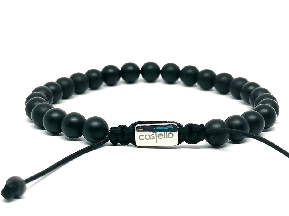Gemstone Bracelet Onyx Mat stone 6mm — view 3 | Castello Jewels