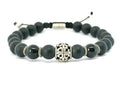Hand Made Silver Bracelet Knights, Onyx Mat, Onyx Polish stone 8mm | Castello Jewels