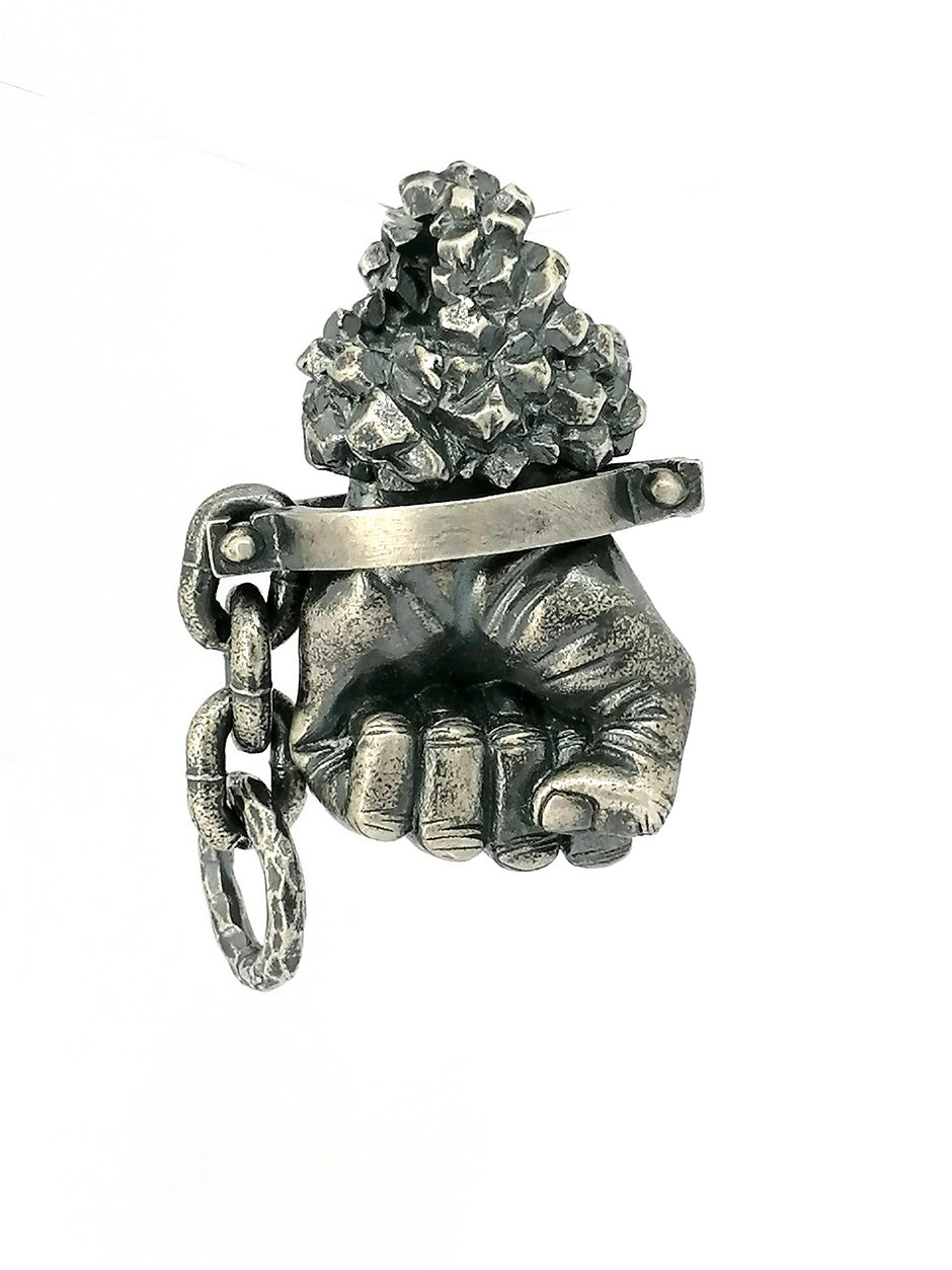 925 Sterling Silver retro Punch pendant — view 4 | Castello Jewels