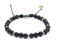 Silver 925 Bracelet Minimal, Obsidian Polish with rondel, 6mm stone | Castello Jewels