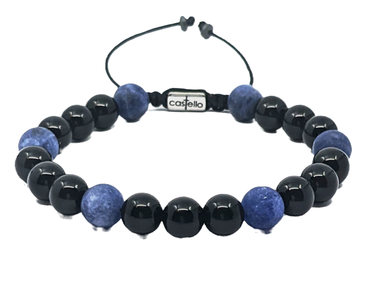 Onyx & Sodalite Men's Bracelet, 8mm | Castello Jewels