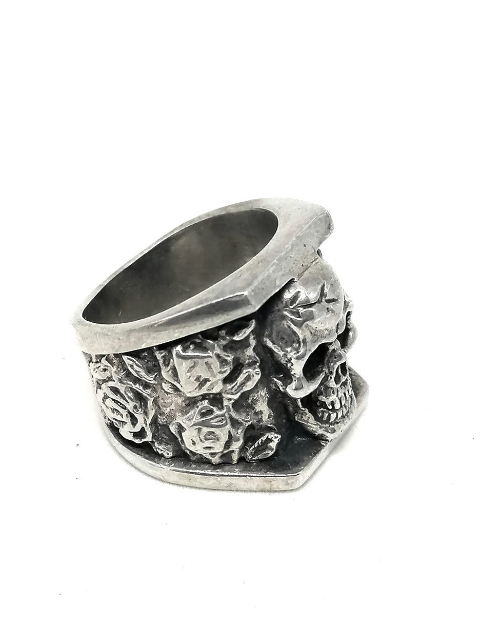 Mens Silver Ring Skull — view 2 | Castello Jewels