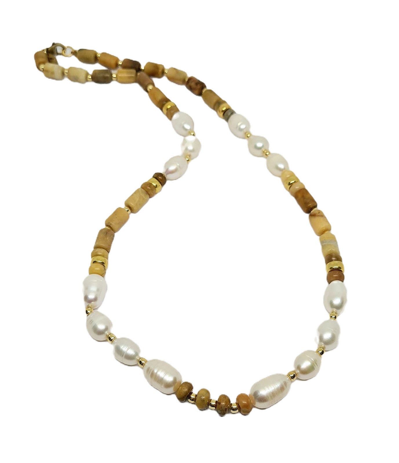 Hand Made Necklace Silver Gold Plated 925 Crismatite Tube Stone 8mm | Castello Jewels