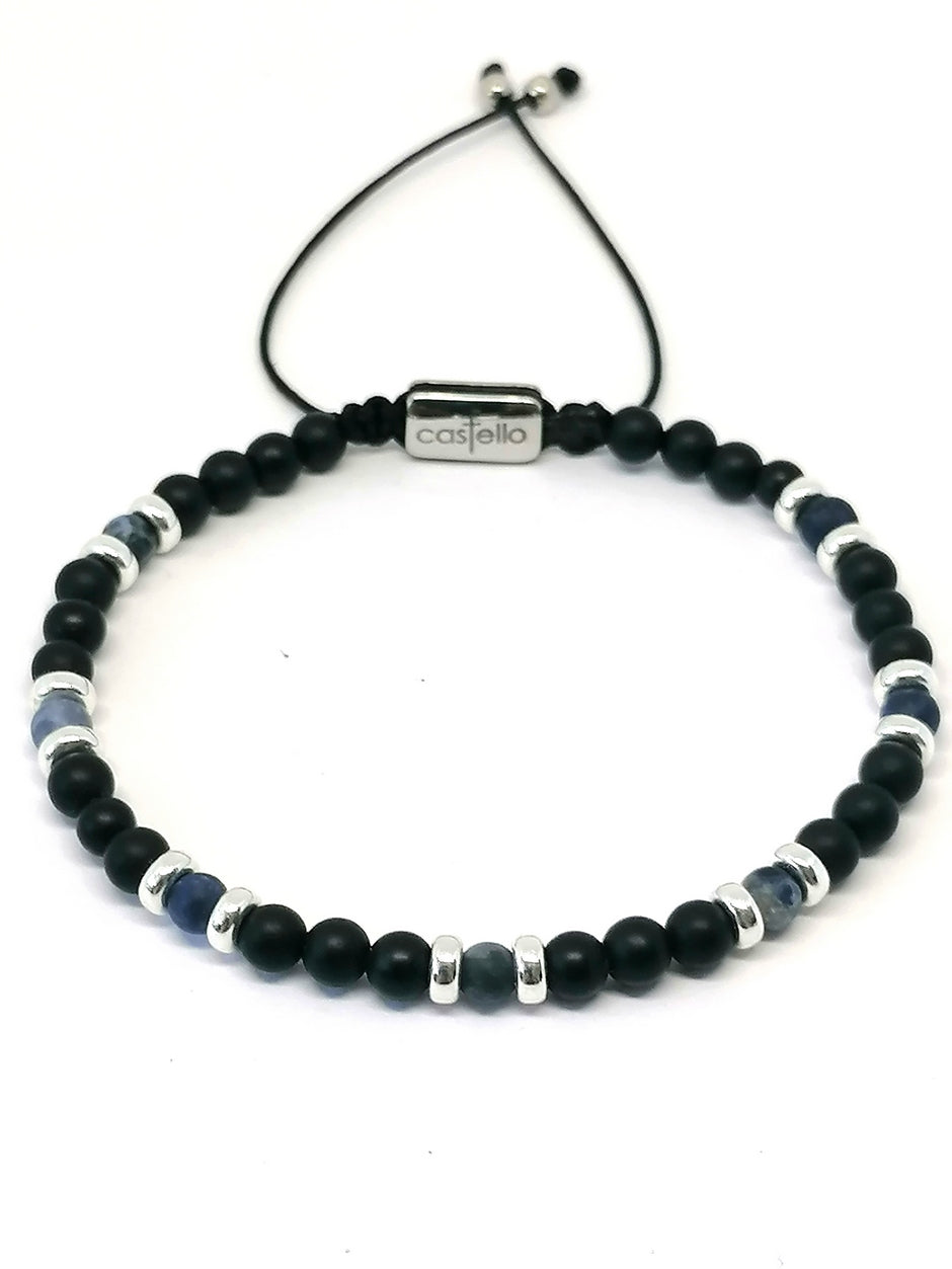Silver 925 Bracelet Classic, Onyx Mat, Sodalite stone 4mm — view 4 | Castello Jewels