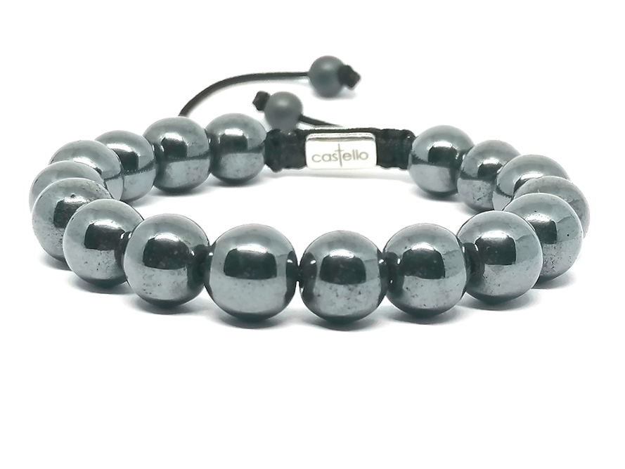 Hand Made Bracelet Hematite 10mm stone — view 2 | Castello Jewels