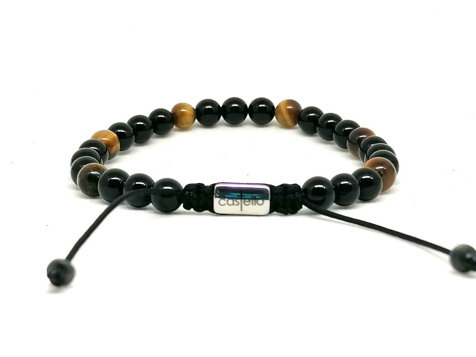 Onyx & Tiger's Eye Bracelet, Polished, view 2, 6mm | Castello Jewels