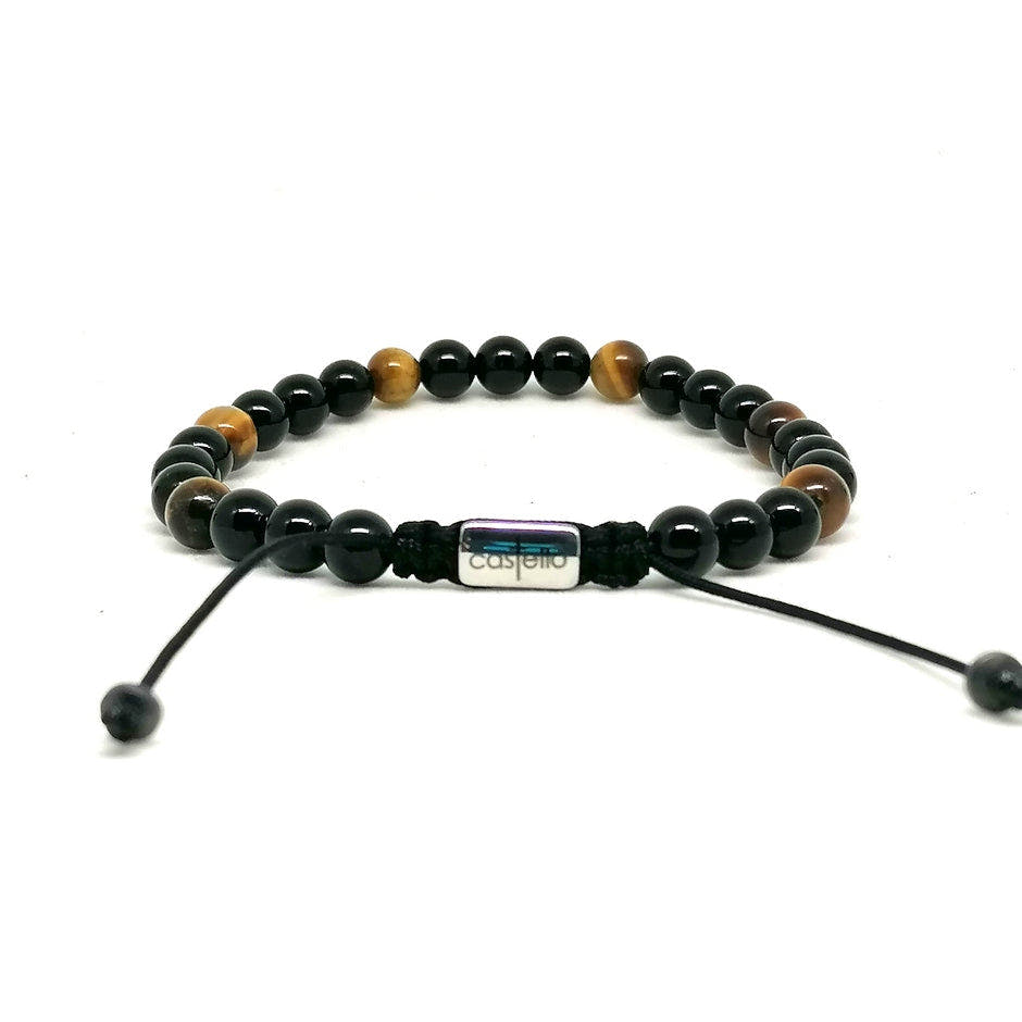 Onyx & Tiger's Eye Bracelet, Polished, view 2, 6mm | Castello Jewels
