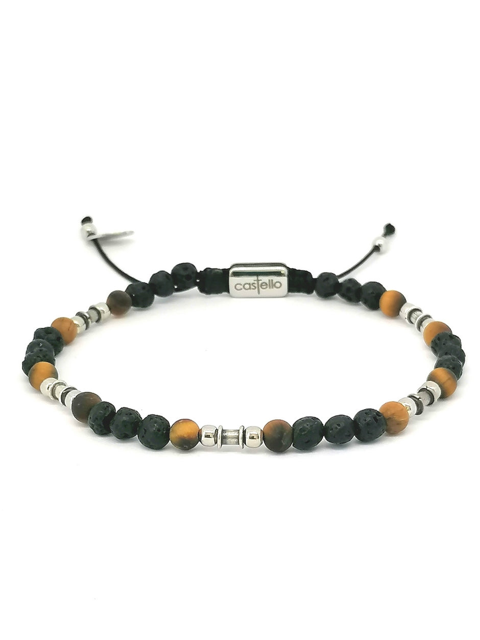 Silver bracelet Earth, Lava stone 4mm — view 2 | Castello Jewels