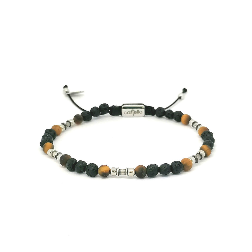 Silver bracelet Earth, Lava stone 4mm — view 2 | Castello Jewels