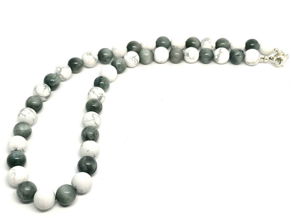 Eagle's Eye & Howlite Necklace, Sterling Silver, 10mm | Castello Jewels
