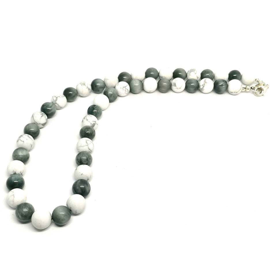 Eagle's Eye & Howlite Necklace, Sterling Silver, 10mm | Castello Jewels