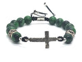 CROSS SILVER 925 Bracelet Ruby zoisite stone 10mm | Castello Jewels