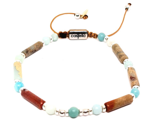 Amazonite & Picasso Jasper Tube Bracelet, 6mm | Castello Jewels