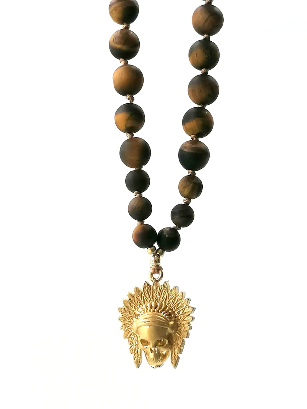 Necklace Indian, Skull Silver 925, Onyx stone — view 6 | Castello Jewels