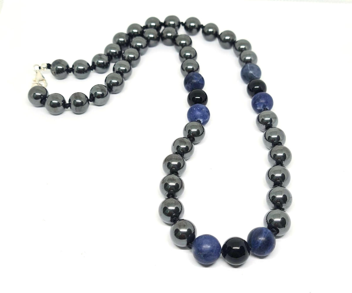 Hematite Knot Necklace, Sterling Silver, 10mm | Castello Jewels