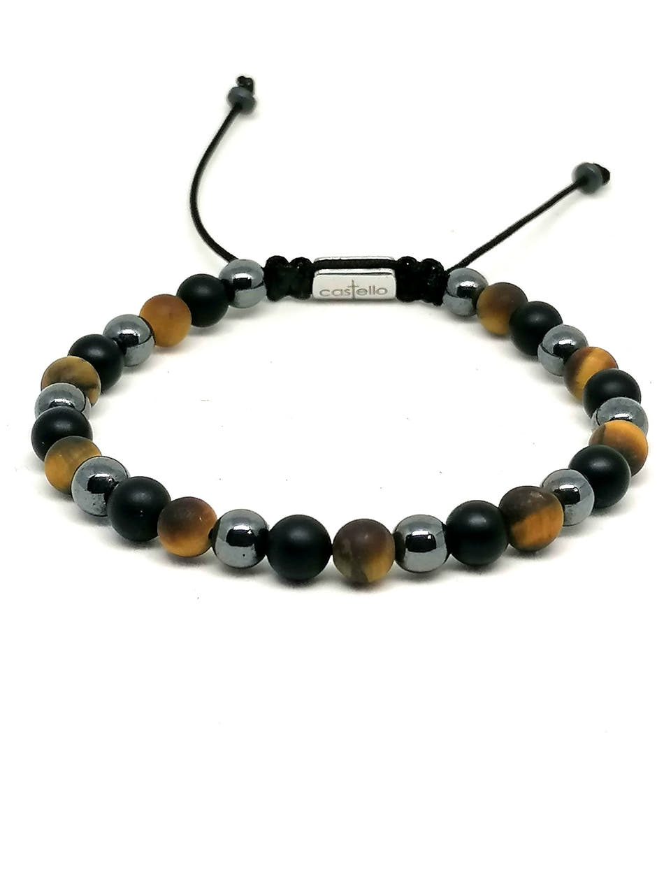 Onyx, Tiger's Eye & Hematite Bracelet, view 2, 6mm | Castello Jewels