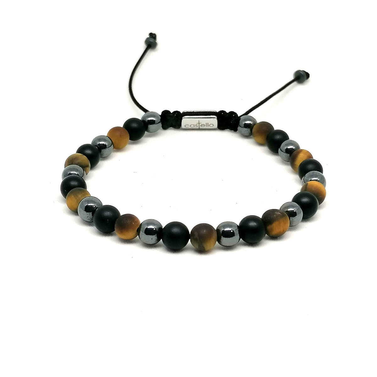 Onyx, Tiger's Eye & Hematite Bracelet, view 2, 6mm | Castello Jewels