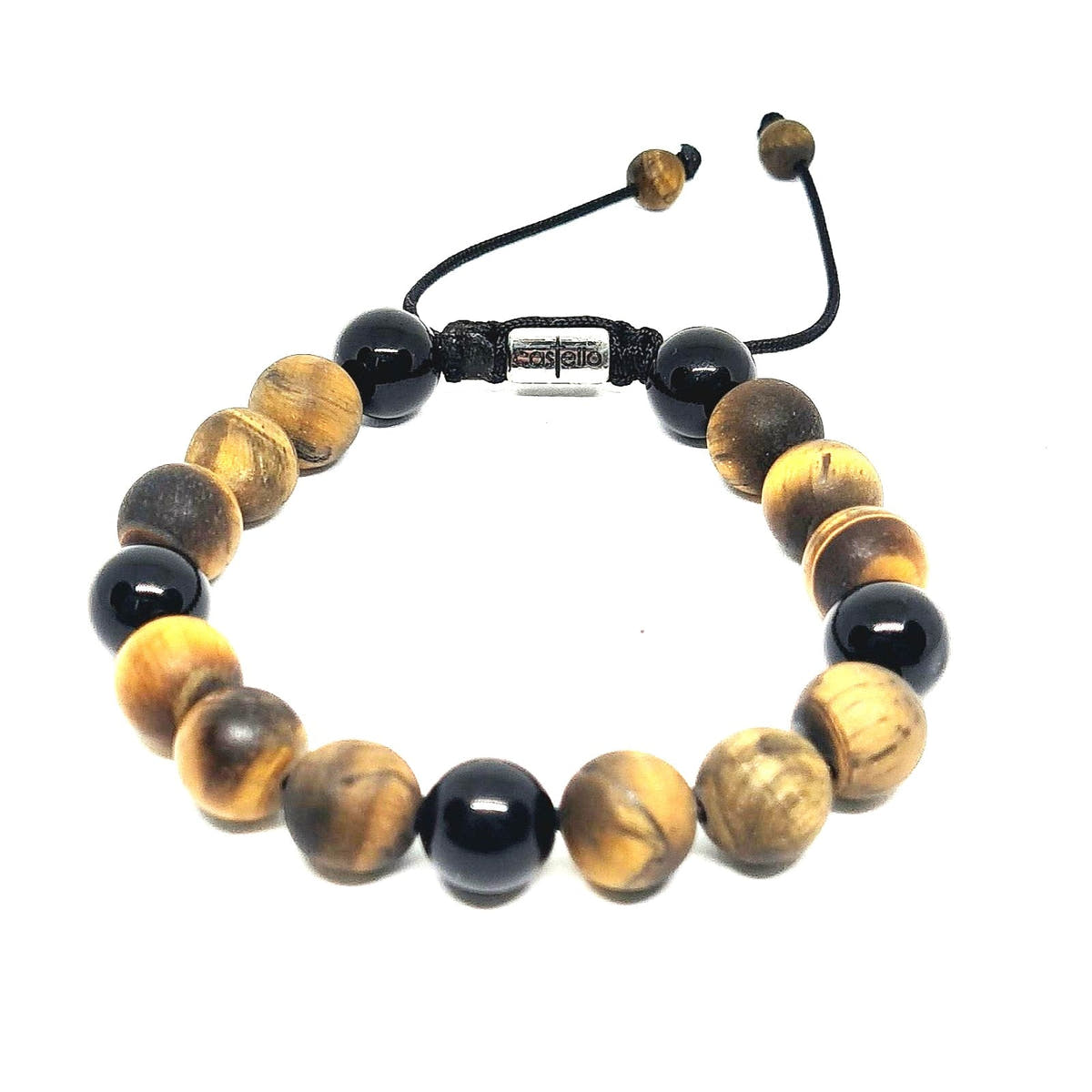 Tiger's Eye & Onyx Men's Bracelet, 10mm | Castello Jewels