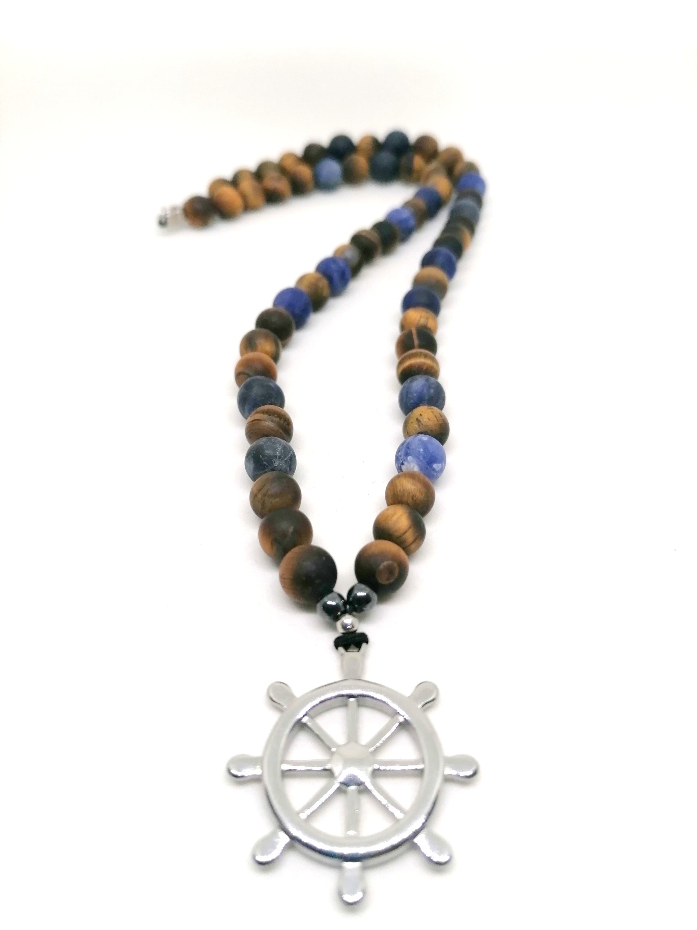 Necklace Rudder, Silver 925, Tiger Eye stone — view 3 | Castello Jewels