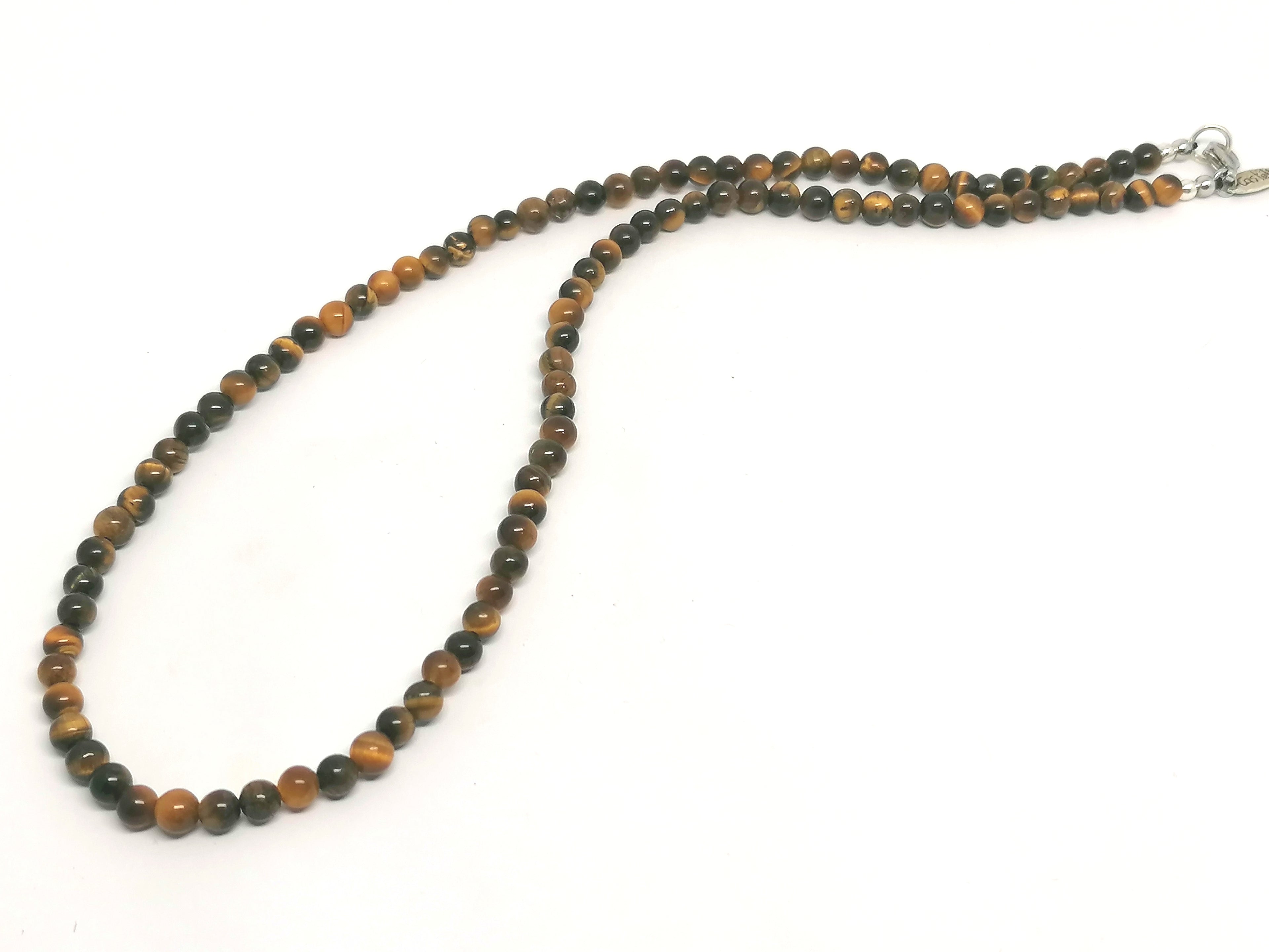 Hand Made Necklace, Tiger's Eye stone Polish of 4mm | Castello Jewels