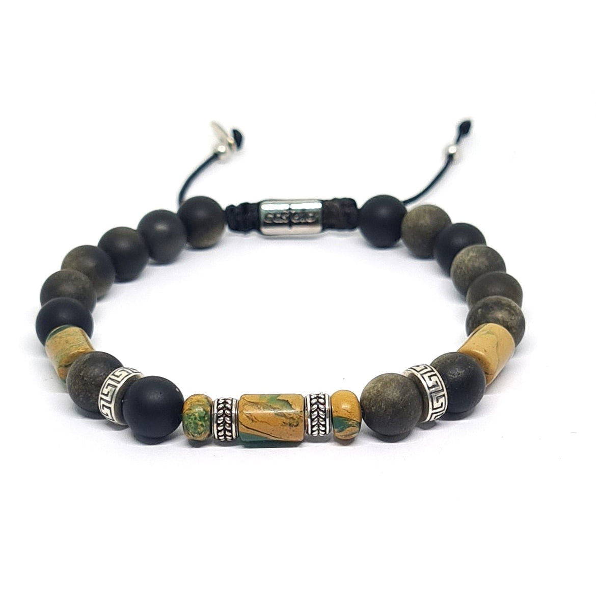 Obsidian & Picasso Jasper Beaded Bracelet, 6mm | Castello Jewels