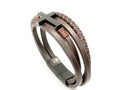 Cross Brown Braided Leather Bracelet, Stainless Steel Clasp | Castello Jewels