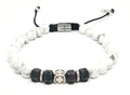 Hand Made Silver Bracelet Knights, Howlite, Lava square stone 6mm | Castello Jewels