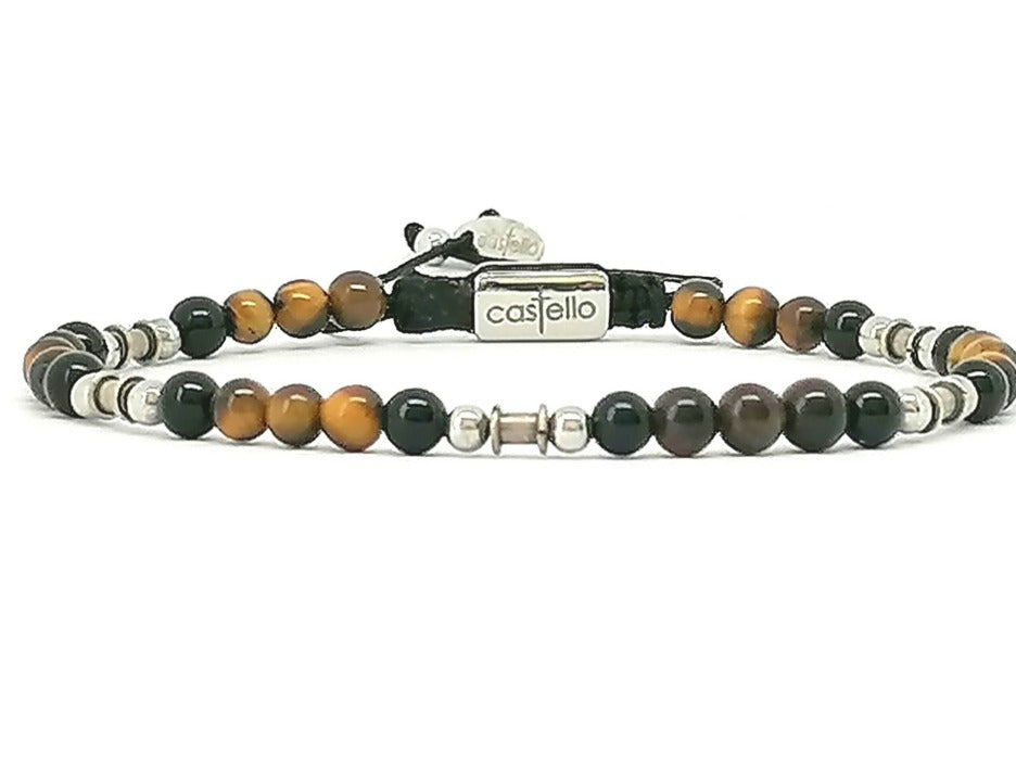 Silver bracelet Earth, Tiger Eye stone 4mm | Castello Jewels