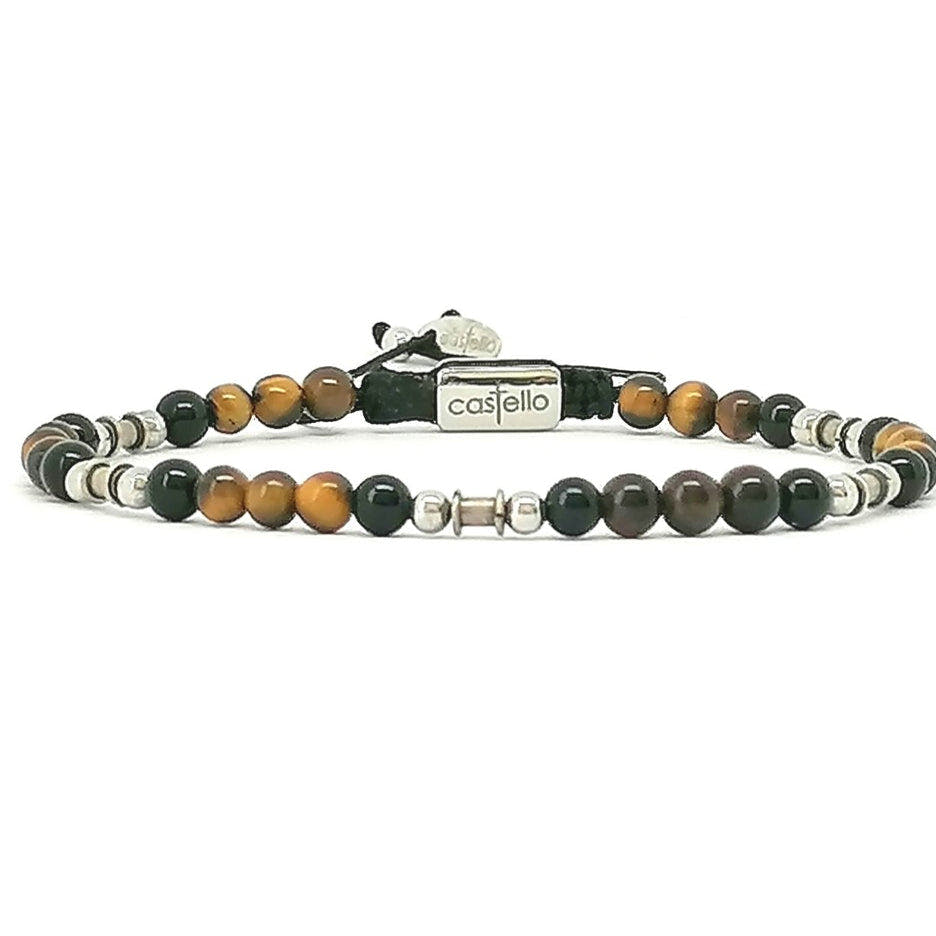 Tiger's Eye & Onyx Bracelet for Men, Handmade, 4mm | Castello Jewels