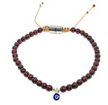 Hand Made Bracelet Evil Eye 925', Garnet stone 4mm | Castello Jewels