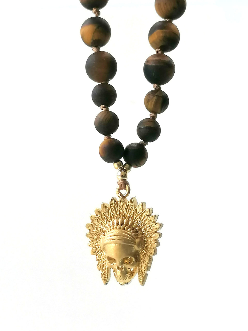 Necklace Indian, Skull Silver 925, Onyx stone — view 3 | Castello Jewels