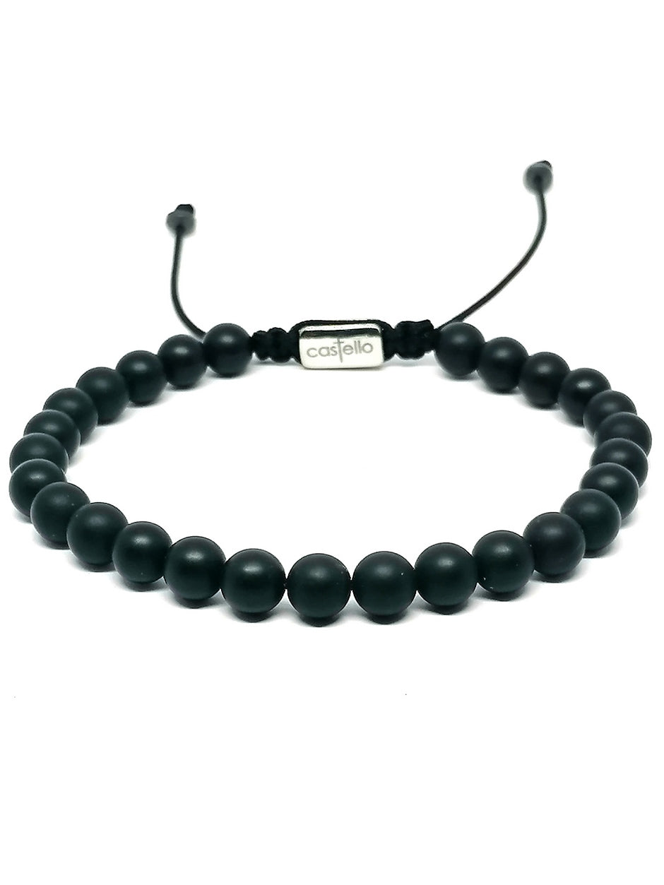 Gemstone Bracelet Onyx Mat stone 6mm — view 2 | Castello Jewels