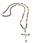 Hand Made Silver Gold Plated 925 Garnet stone 4mm cross pendant | Castello Jewels