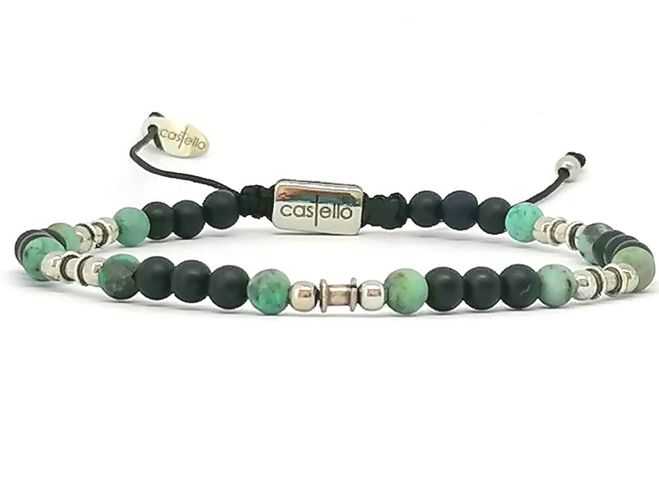 Silver bracelet Earth, Onyx African Turquoise stone 4mm | Castello Jewels
