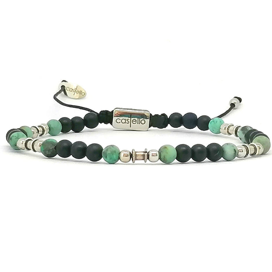 Matte Onyx & African Turquoise Bracelet, 4mm | Castello Jewels